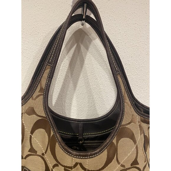 Coach Hobo Bag Womens Large Brown Signature Avary Canvas Leather Purse F13805 - Picture 4 of 7